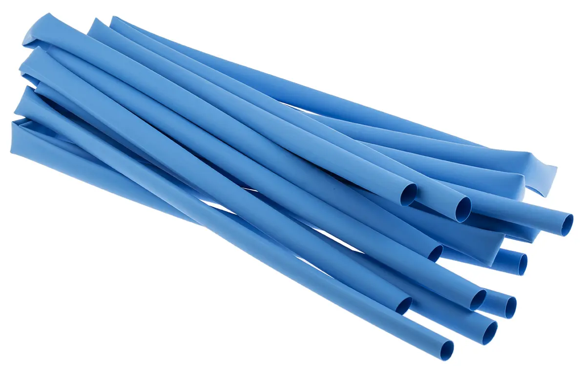 Produktfoto 1 von RS PRO Wärmeschrumpfschlauch, Polyolefin Blau, Ø 9.5 mm Schrumpfrate 2:1, Länge 1.2m