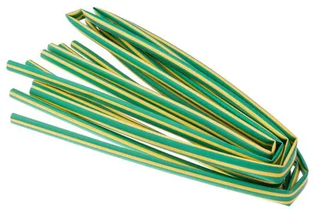 Produktfoto 1 von RS PRO Wärmeschrumpfschlauch, Polyolefin Gelb, Grün, Ø 9.5 mm Schrumpfrate 2:1, Länge 1.2m