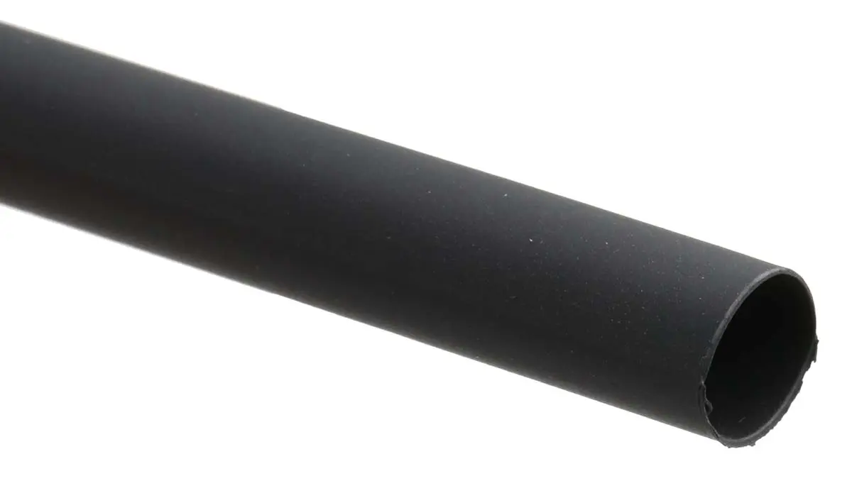 Produktfoto 1 von RS PRO Wärmeschrumpfschlauch, Polyolefin Schwarz, Ø 9.5 mm Schrumpfrate 2:1, Länge 1.2m