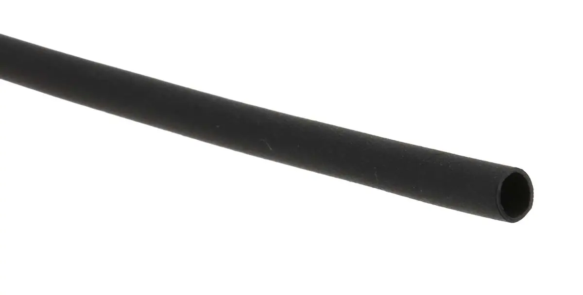 Produktfoto 1 von RS PRO Wärmeschrumpfschlauch, Polyolefin Schwarz, Ø 2.4 mm Schrumpfrate 2:1, Länge 1.2m