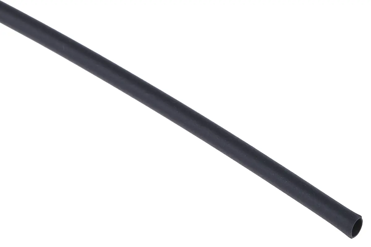 Produktfoto 1 von RS PRO Wärmeschrumpfschlauch, Polyolefin Schwarz, Ø 1.6 mm Schrumpfrate 2:1, Länge 1.2m
