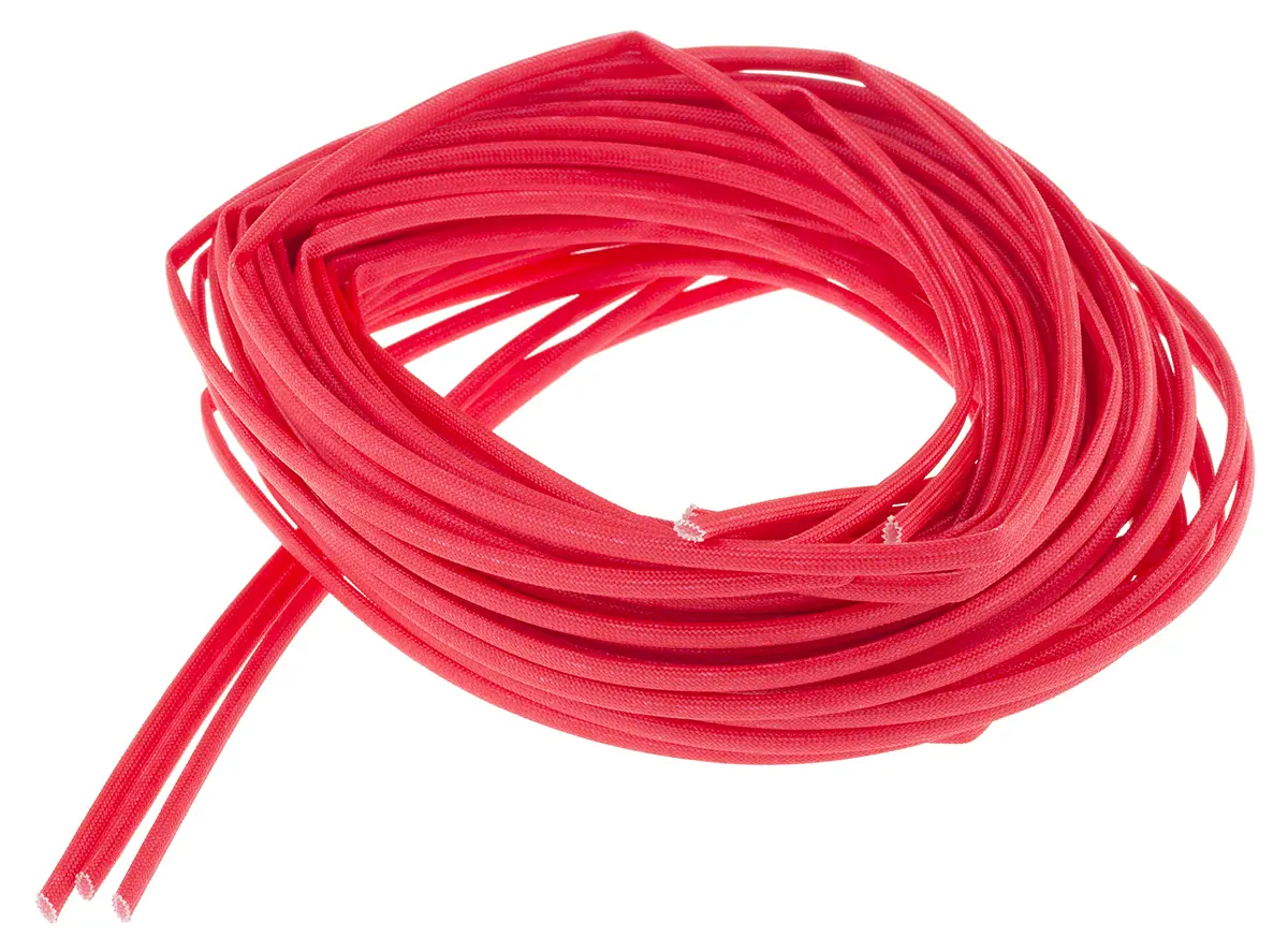 Produktfoto 1 von RS PRO Kabelschlauch Rot Acryl-Glasfaser, Länge 5m Umflochten