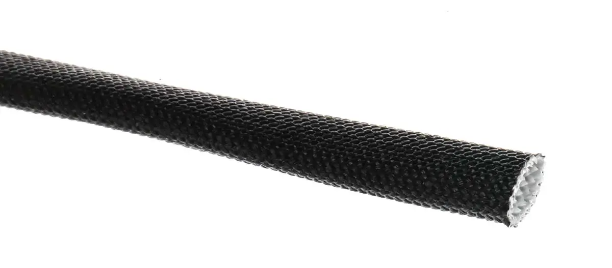 Produktfoto 1 von RS PRO Kabelschlauch Schwarz Acryl-Glasfaser für Kabel-Ø 4mm bis 4mm, Länge 5m Umflochten