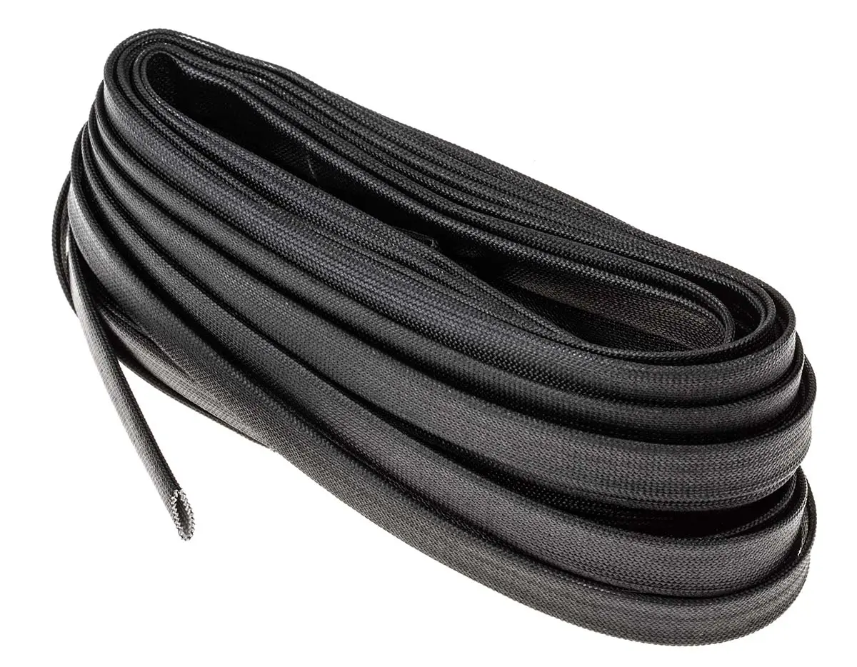 RS PRO Kabelschlauch Schwarz Acryl-Glasfaser für Kabel-Ø 6mm, Länge 5m Umflochten