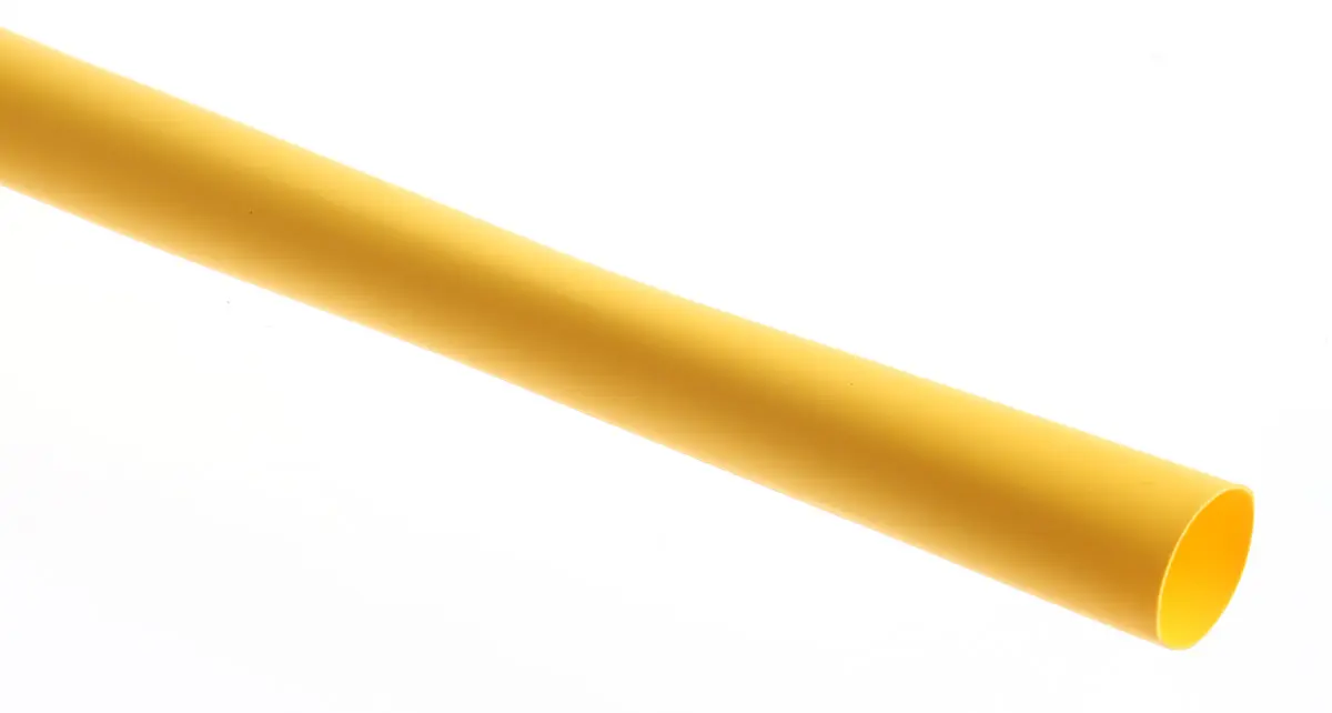 Produktfoto 1 von RS PRO Wärmeschrumpfschlauch, Polyolefin Gelb, Ø 9.5 mm Schrumpfrate 2:1, Länge 1.2m