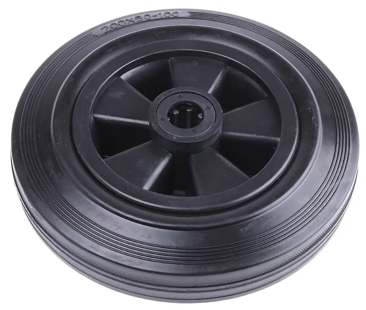 Produktfoto 1 von Guitel Hervieu Rollwagenrolle Schwarz, Mat. Gummi, 200 kg Ø 200 mm, B. 47 mm