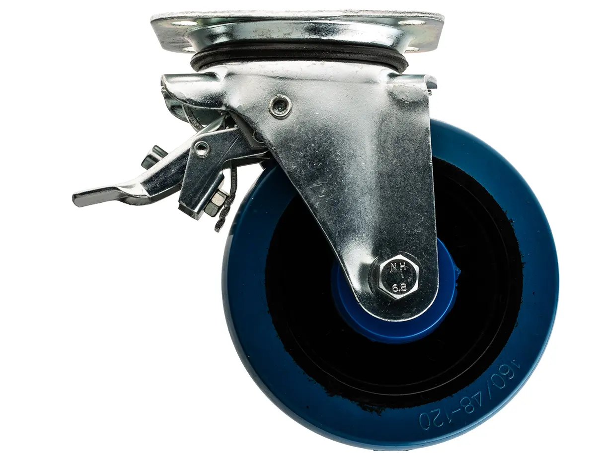 Produktfoto 1 von Guitel Hervieu Gebremst, schwenkbar Lenkrolle, Rad ø 160mm, 400kg, Ges H. 200mm, Rad B. 42mm, 135 x 110mm, Platte,