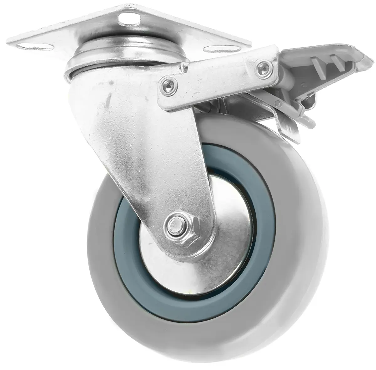 Produktfoto 1 von Guitel Hervieu Gebremst, schwenkbar Lenkrolle, Rad ø 100mm, 70kg, Ges H. 135mm, Rad B. 26mm, 75 x 75mm, Platte,