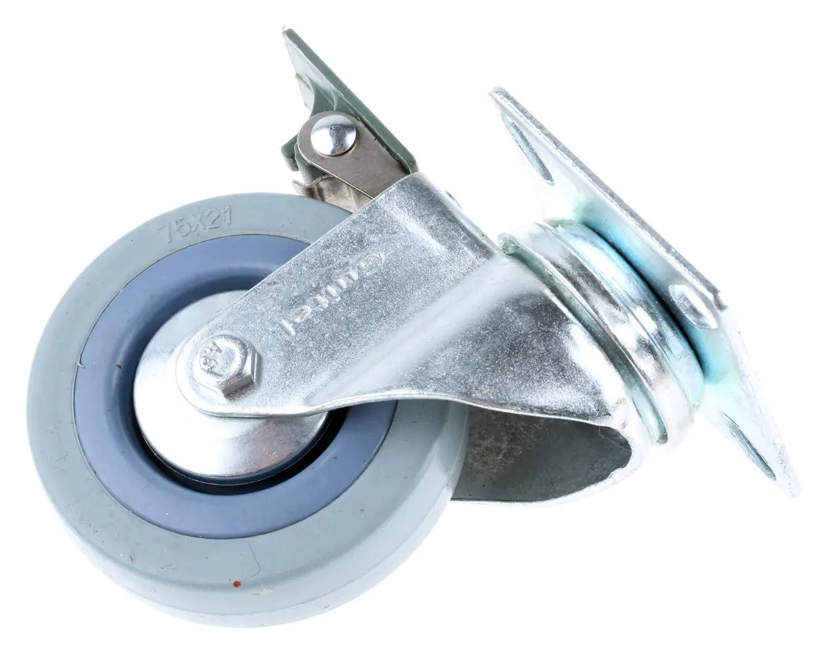 Produktfoto 1 von Guitel Hervieu Gebremst, schwenkbar Lenkrolle, Rad ø 75mm, 60kg, Ges H. 102mm, Rad B. 21mm, 65 x 65mm, Platte,