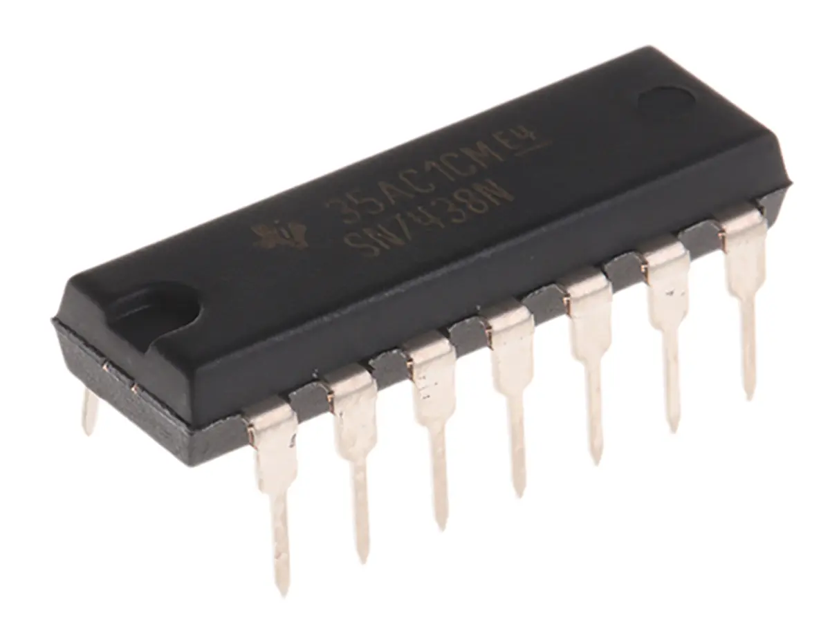 Produktfoto 1 von Texas Instruments Logikgatter, 4-Elem., NAND, 74, Open-Collector, 48 mA, 14-Pin, PDIP, 2