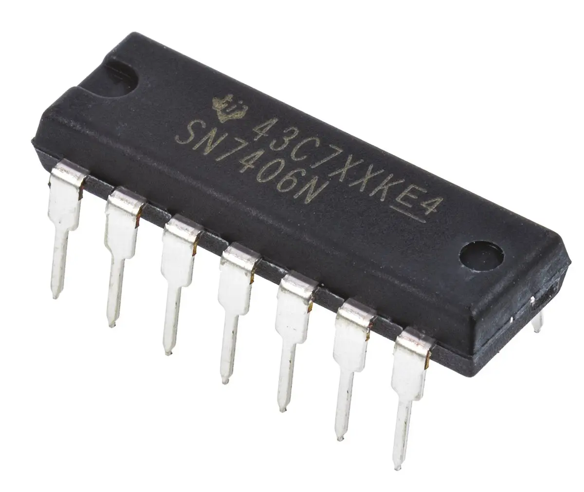 Produktfoto 1 von Texas Instruments Frequenzumrichter, Invertierender Puffer TTL, Open-Collector 6 14-Pin 23 ns, PDIP