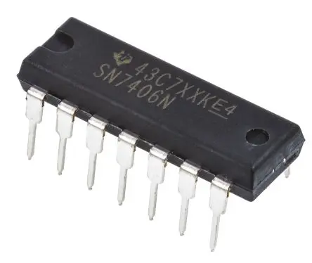 Produktfoto 1 von Texas Instruments Frequenzumrichter, Invertierender Puffer TTL, Open-Collector 6 14-Pin 23 ns, PDIP
