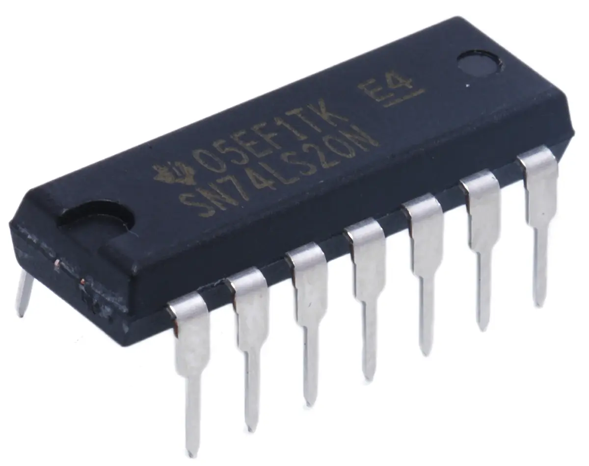 Produktfoto 1 von Texas Instruments Logikgatter, 2-Elem., NAND, LS, 8 mA, 14-Pin, PDIP, 4