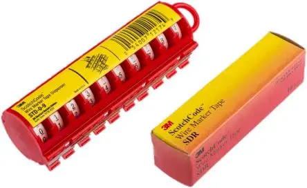 Produktfoto 1 von 3M SDT+ SDR Kabelmarkierer Set, Beschriftung: 0-9, Rot, 2.43 m x 5.46mm