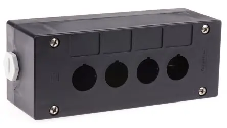 Produktfoto 1 von Schneider Electric Harmony XALG Drucktastengehäuse, 4 x Ø 22 mm, Schwarz, Kunststoff, IP67, IP66, IP69K, IP69