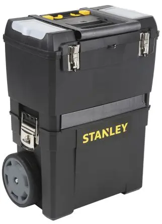 Produktfoto 1 von Stanley Kunststoff Werkzeugbox Gelb, Schwarz, 3 Schubladen, L. 473 B. 470 H. 619, 4.5 mit Rädern, Vorhängeschloss