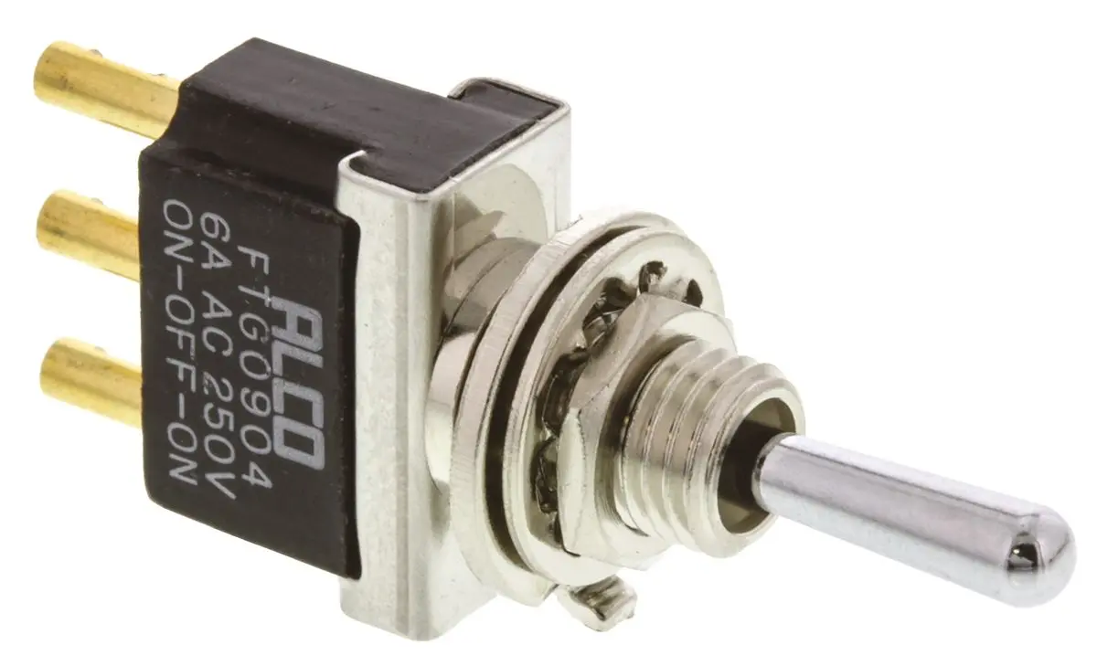 Produktfoto 1 von TE Connectivity Panel Kippschalter 1-poliger Umschalter, Ein-Aus-Ein, 12 V dc, 250 V ac, 4A, IP68, IP67, Lot