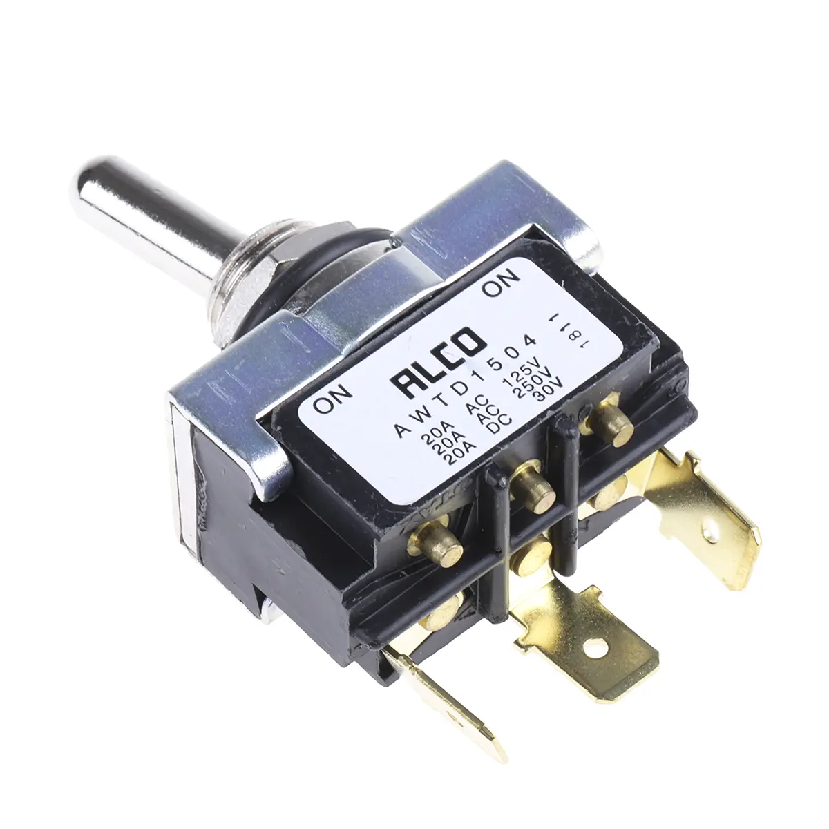 Produktfoto 1 von TE Connectivity Panel Kippschalter 1-poliger Umschalter, Ein-Ein, 30 V dc, 250 V ac, 8A, IP67, Stecker
