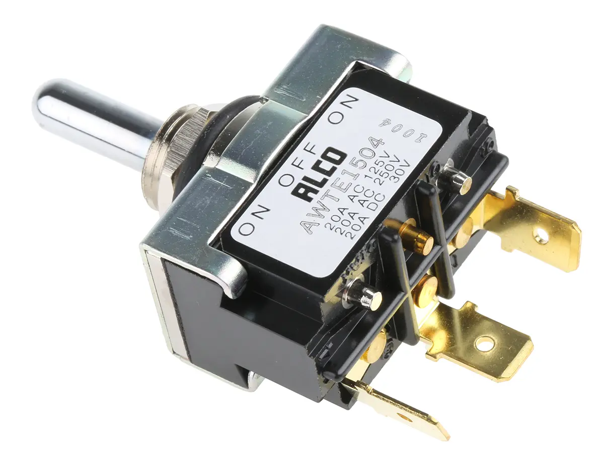 Produktfoto 1 von TE Connectivity Panel Kippschalter 1-poliger Umschalter, Ein-Aus-Ein, 30 V dc, 20A, IP67, Stecker