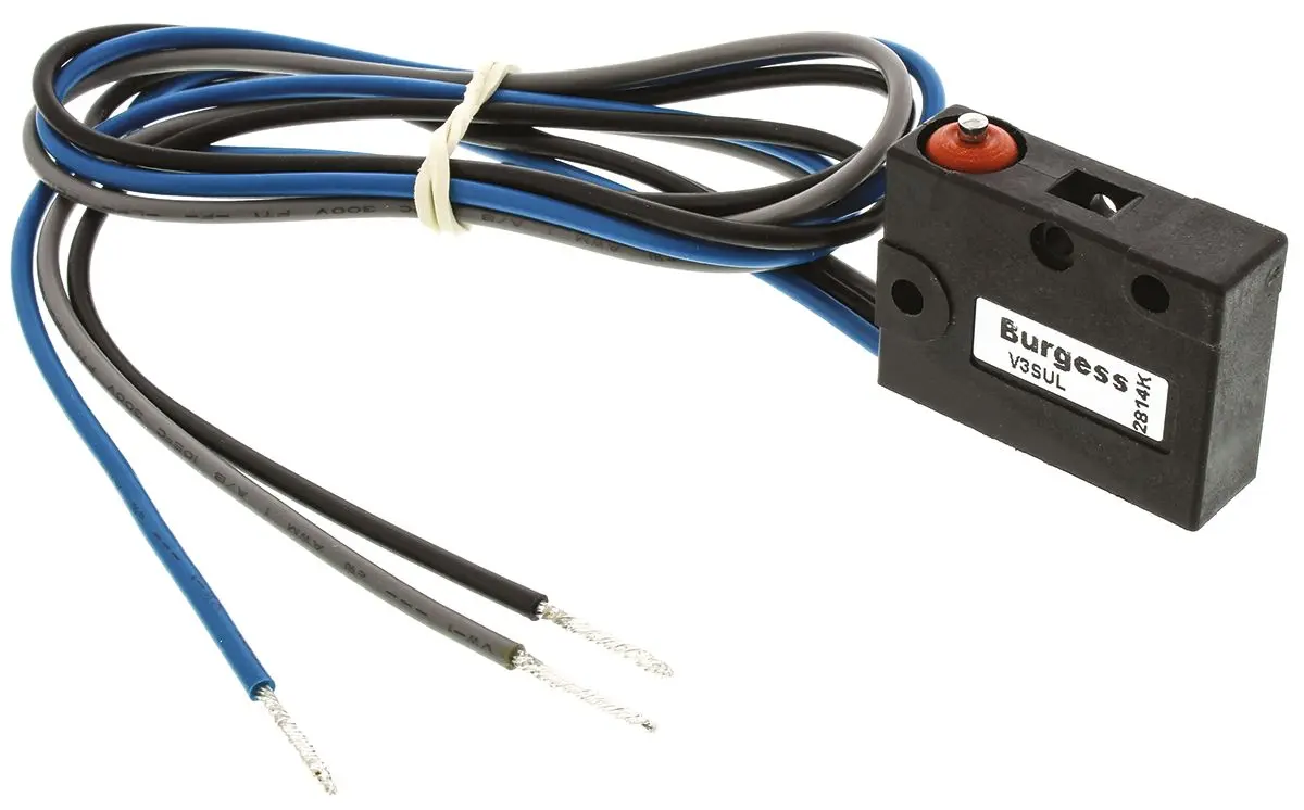 Produktfoto 1 von Saia-Burgess Mikroschalter Stößel-Betätiger Vorverdrahtet, 1-poliger Umschalter, 250 V ac, 5A IP67 3.9N -40 °C - 85 °C