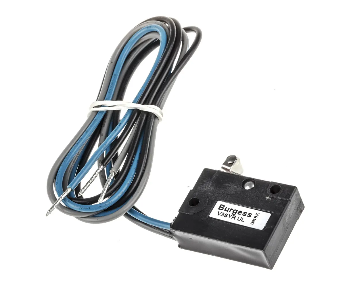 Produktfoto 1 von Saia-Burgess Mikroschalter Kurzer Rollenhebel-Betätiger Vorverdrahtet, 1-poliger Umschalter, 250 V ac, 5A IP67 3.9N -40