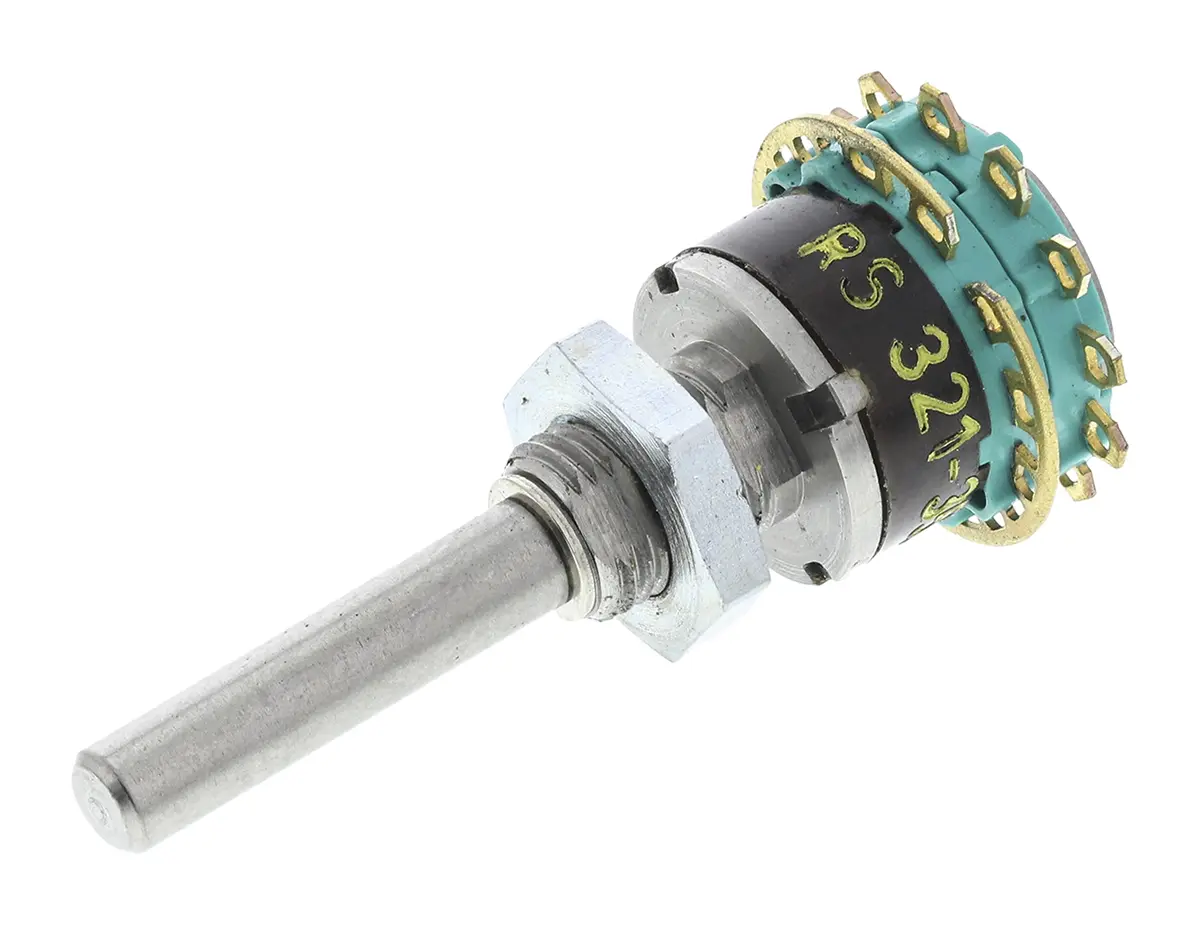 Produktfoto 1 von NSF 6-Stufen MY Shorting Drehschalter DP6T / 1.5 A Lot, 20.6 mm x 24.3 mm x 37 mm