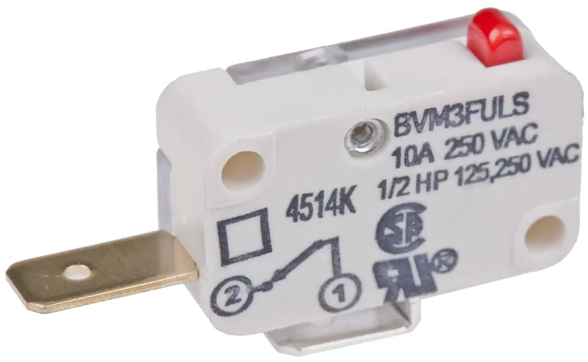 Produktfoto 1 von Saia-Burgess Mikroschalter Stößel-Betätiger Stecker, 1-poliger Öffner, 250 V ac, 10A IP40 4.5N -40 °C - 85 °C
