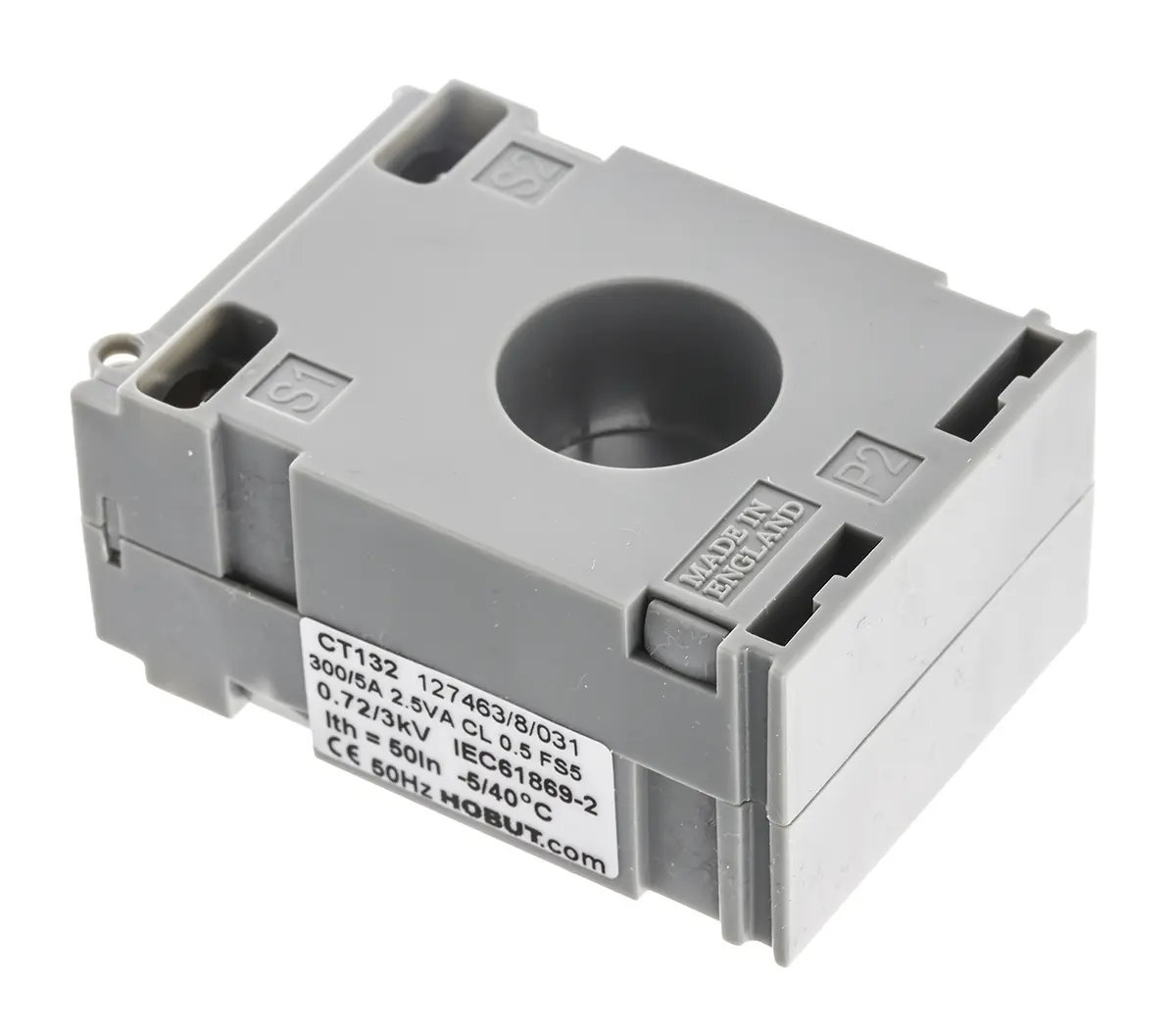 Produktfoto 1 von HOBUT CT132 Stromwandler 300 A, DIN-Hutschiene, 21 mm