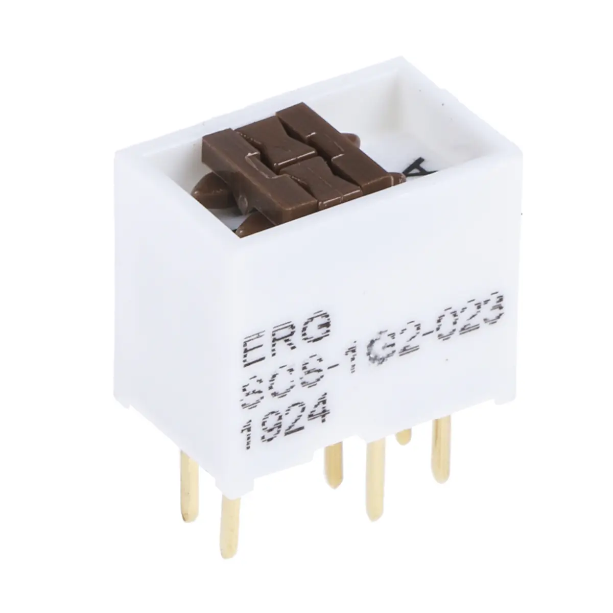 Produktfoto 1 von ERG THT DIP-Schalter Gleiter 1-stellig 2-poliger Umschalter, Kontakte vergoldet 1 A @ 100 V, bis +100°C