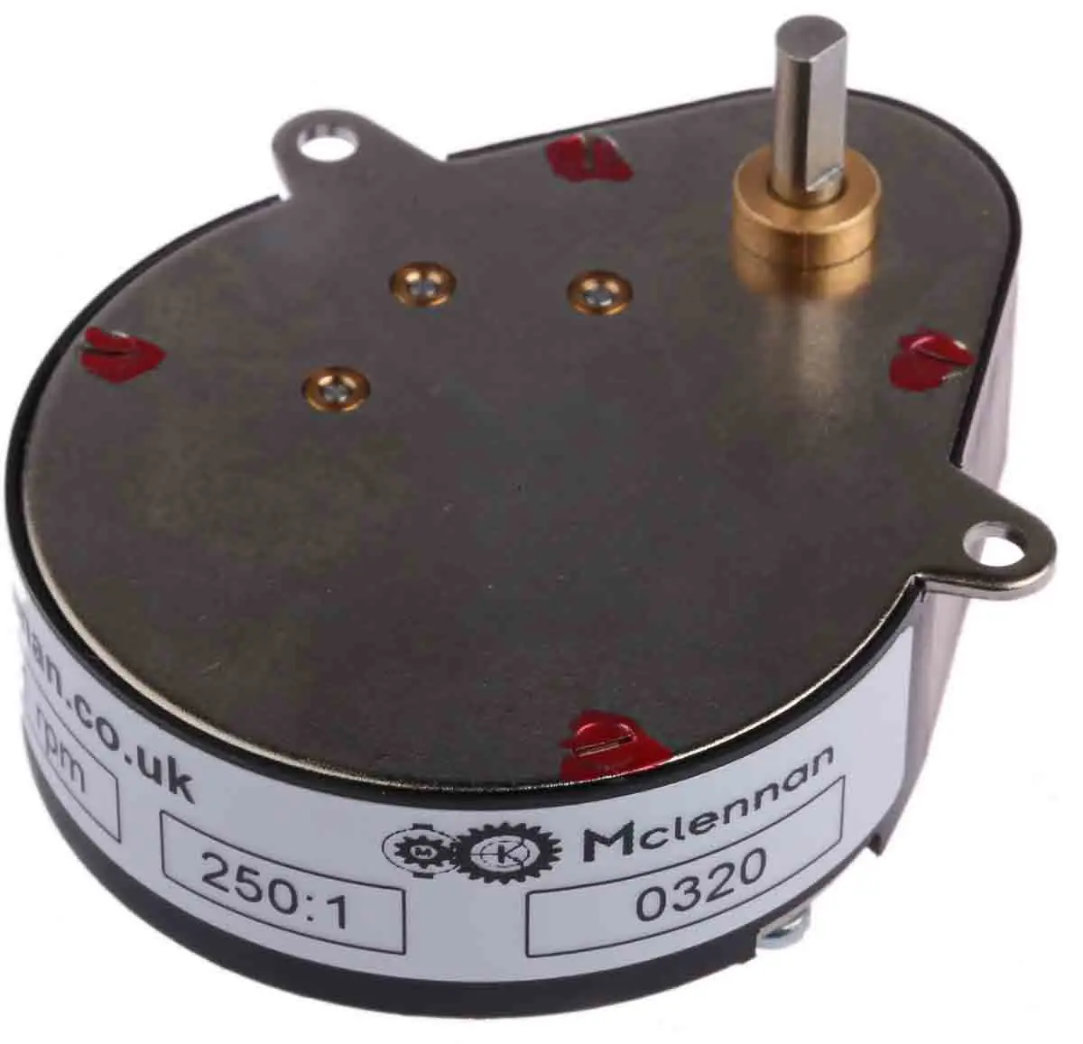 Produktfoto 1 von McLennan Servo Supplies 250:1 Eiförmiges Getriebe Getriebe 1.7 W / 0.8 Nm 20rpm, Ø 49.2 mm, Schaft-Ø 4 mm, 47.6 mm x