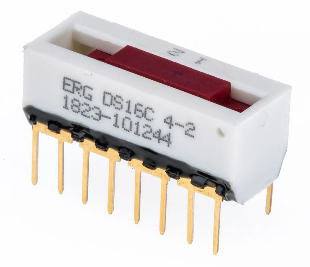 Produktfoto 1 von ERG THT DIP-Schalter Gleiter 8-stellig 8P, Kontakte vergoldet 250 mA @ 30 V dc, bis +85°C