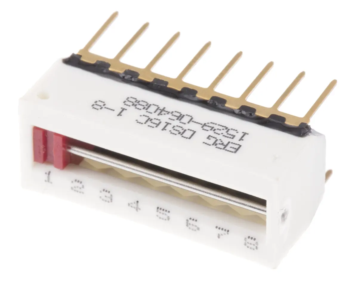 Produktfoto 1 von ERG THT DIP-Schalter Gleiter 8-stellig 8P, Kontakte vergoldet 250 mA @ 30 V dc, bis +85°C