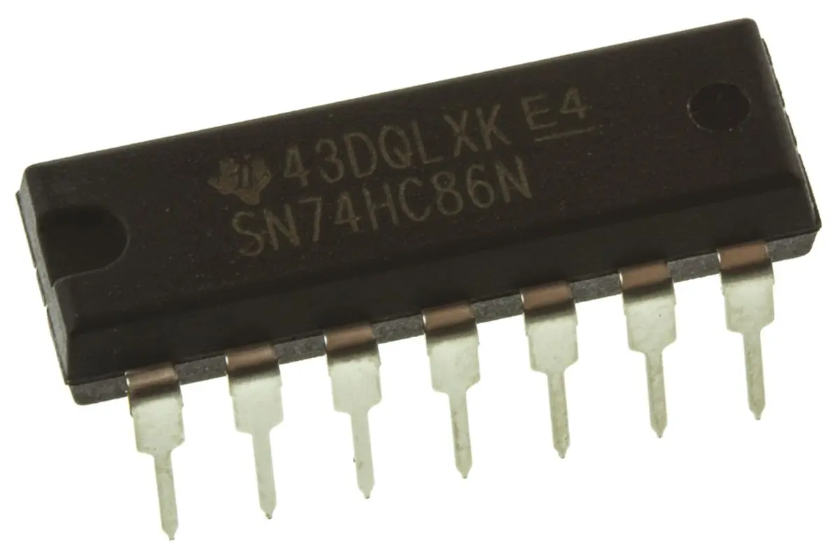 Produktfoto 1 von Texas Instruments Logikgatter, 4-Elem., XOR, HC, Push-Pull, 5.2 mA, 14-Pin, PDIP, 2