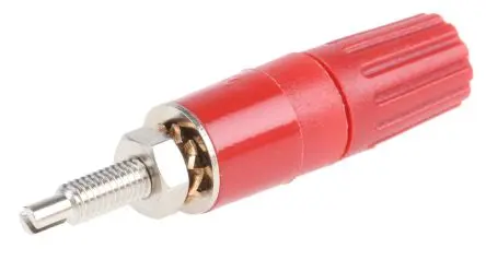Produktfoto 1 von Staubli 15A Polklemme Buchse vernickelt, Rot Messing, 30 V ac, 60V dc 2 mm