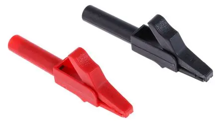 Produktfoto 1 von Staubli Messing 11 mm Krokodilklemme, Schwarz, Rot, 15A Thermoplastisches Elastomer Isoliert