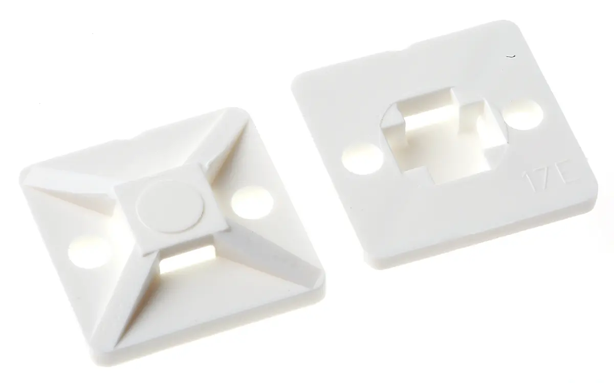 Produktfoto 1 von HellermannTyton MB Befestigungssockel, Nylon 6.6 Weiß 19 mm x 4.1 mm Kabelbinder x 19mm für 3.1 mm