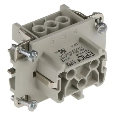 Produktfoto 1 von EPIC H-BE Modul für robusten Stromversorgungsstecker Buchse, 6-polig 16A, Kabel, Steckverbindereinsatz