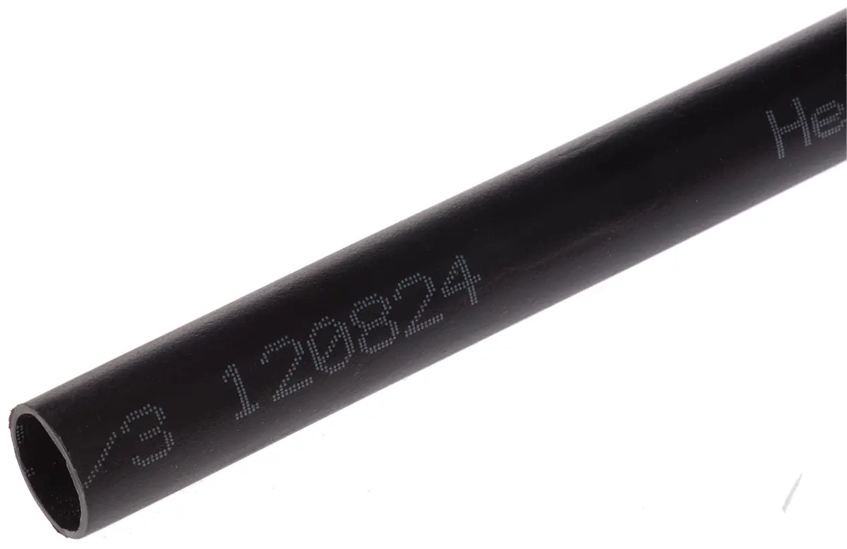 Produktfoto 1 von HellermannTyton MU47 Wärmeschrumpfschlauch, Polyolefin vernetzt Schwarz, Ø 12 mm Schrumpfrate 4:1, Länge 1m