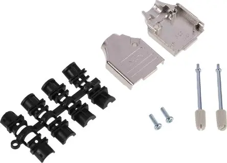Produktfoto 1 von MH Connectors MHDTZK-RA D-Sub-Gehäuse Gerade, 9-polig, D: D-Sub-Gehäuse Zugentlastung, Silber, Größe E, aus Zink