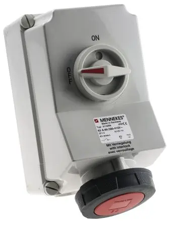 Produktfoto 1 von MENNEKES CEE Steckvorrichtung Überspannungsschutz, Buchse Rot Gerade 3+E 6 h 63A, 400V, IP67