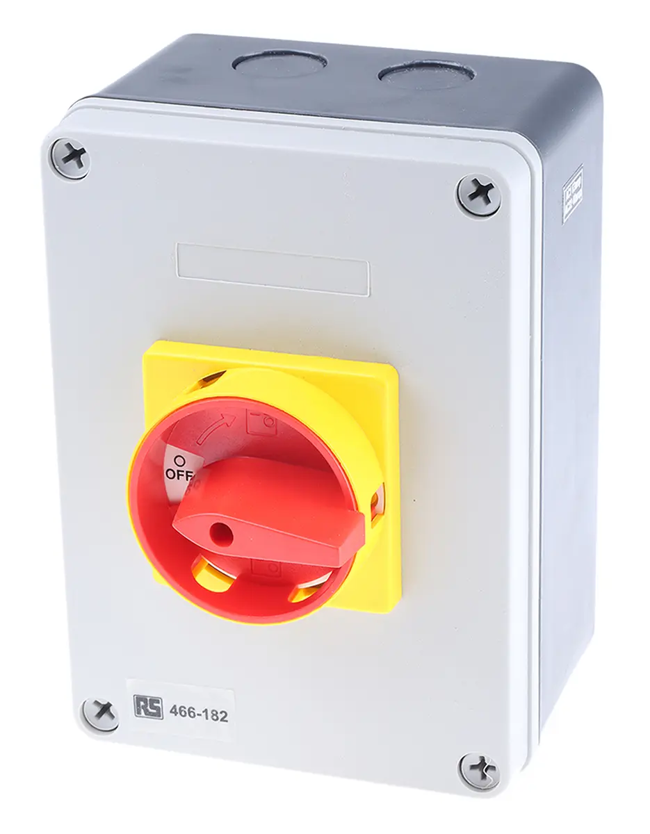 Produktfoto 1 von RS PRO Trennschalter 3-polig 63A DIN-Schiene Rot IP 65 22kW 690V ac 3-phasig