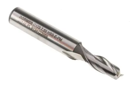 Produktfoto 1 von Dormer glatt HSS-E-PM Langlochfräser, Schneider-Ø 7.5 mm, Schaft-Ø 10mm, GL 66mm, 2-schneidig