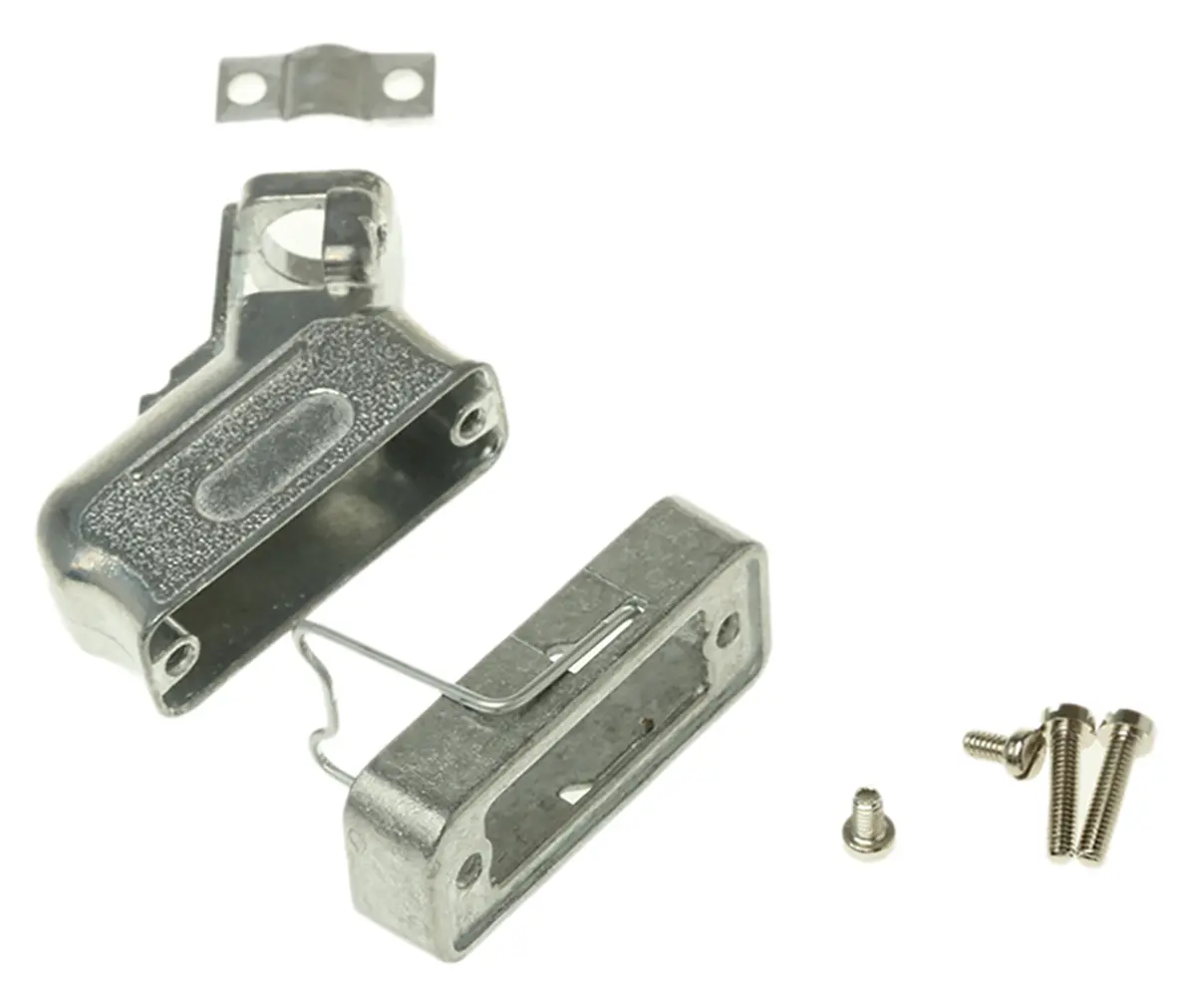Produktfoto 1 von Cinch D-Sub-Gehäuse gewinkelt, 15-polig, D: D-Sub-Gehäuse Zugentlastung, Silber, Größe A, aus Massiver Druckguss