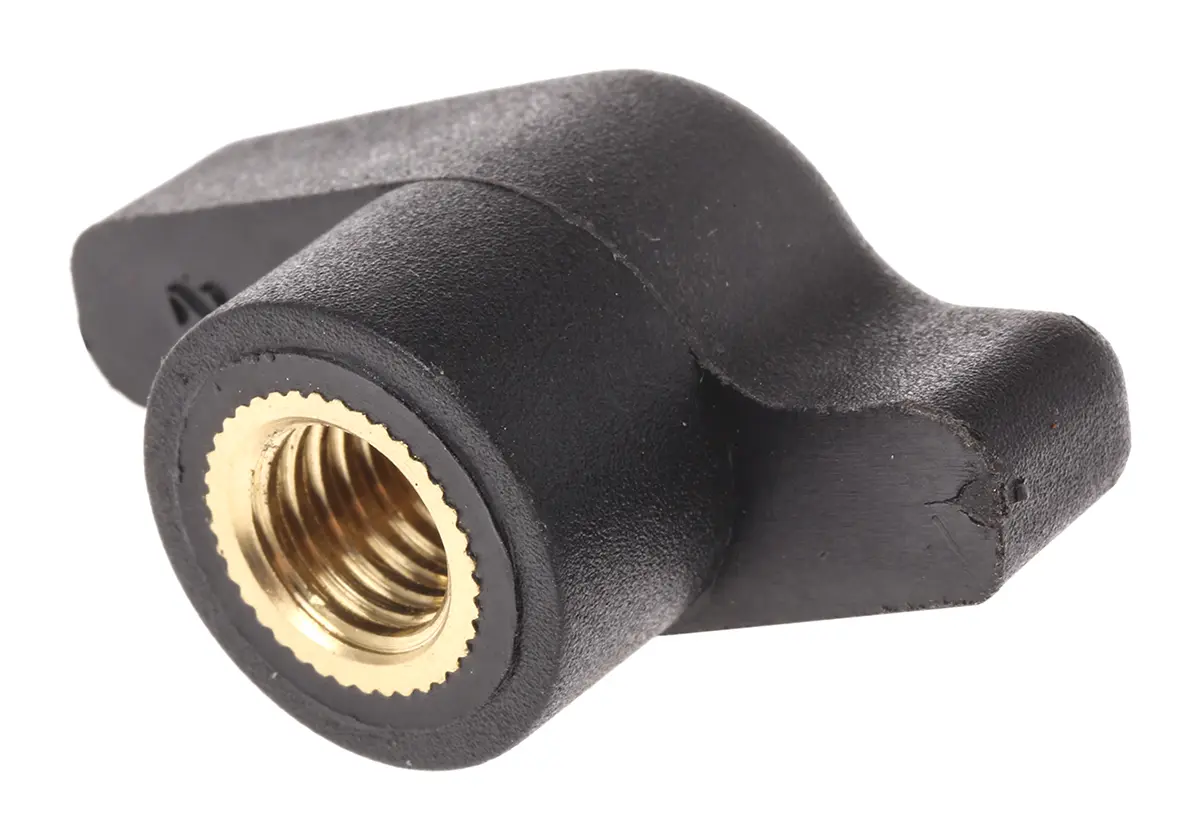 Produktfoto 1 von RS PRO Feststellschraube Schwarz Thermoplast x 15 mm Weiblicher Offset-Flügel, mit Gewindebohrung Ø 45 mm