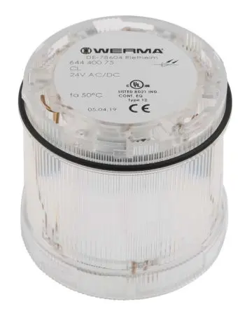 Produktfoto 1 von Werma 644 LED Signalleuchte Dauer-Licht 24V dc Klar Wechselstrom/Gleichstrom IP65, 70 mm x 65 mm