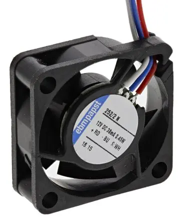Produktfoto 1 von ebm-papst 250 Axiallüfter, Hülse, 12V dc / 500 mW, 9000 U/min, 3.4 m³/h 25 mm 25mm 8 mm
