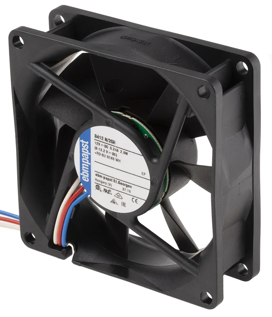 Produktfoto 1 von ebm-papst 8400 N DC-Axiallüfter, Gleitlager, 12 V dc / 2.8W, 80 x 80 x 25mm, 3600U/min, 79m³/h