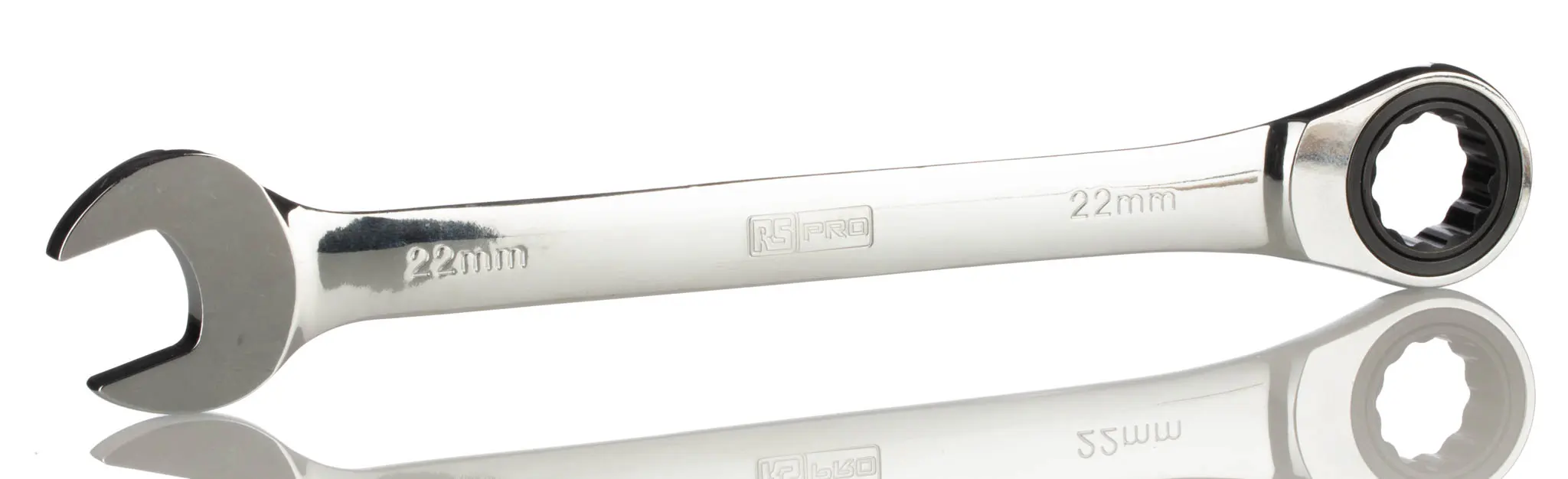 Produktfoto 1 von RS PRO Gabel‑Ring Ratschenschlüssel 22 mm, CrV-Stahl