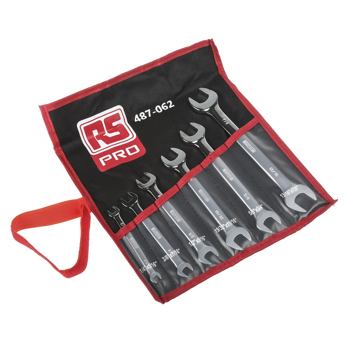 Produktfoto 1 von RS PRO Schraubenschlüsselsatz Ringschlüssel Legierungsstahl, 6-teilig 5/8 in x 3/4 in 13/16 in x 7/8 in, 1/4 in x 5/16
