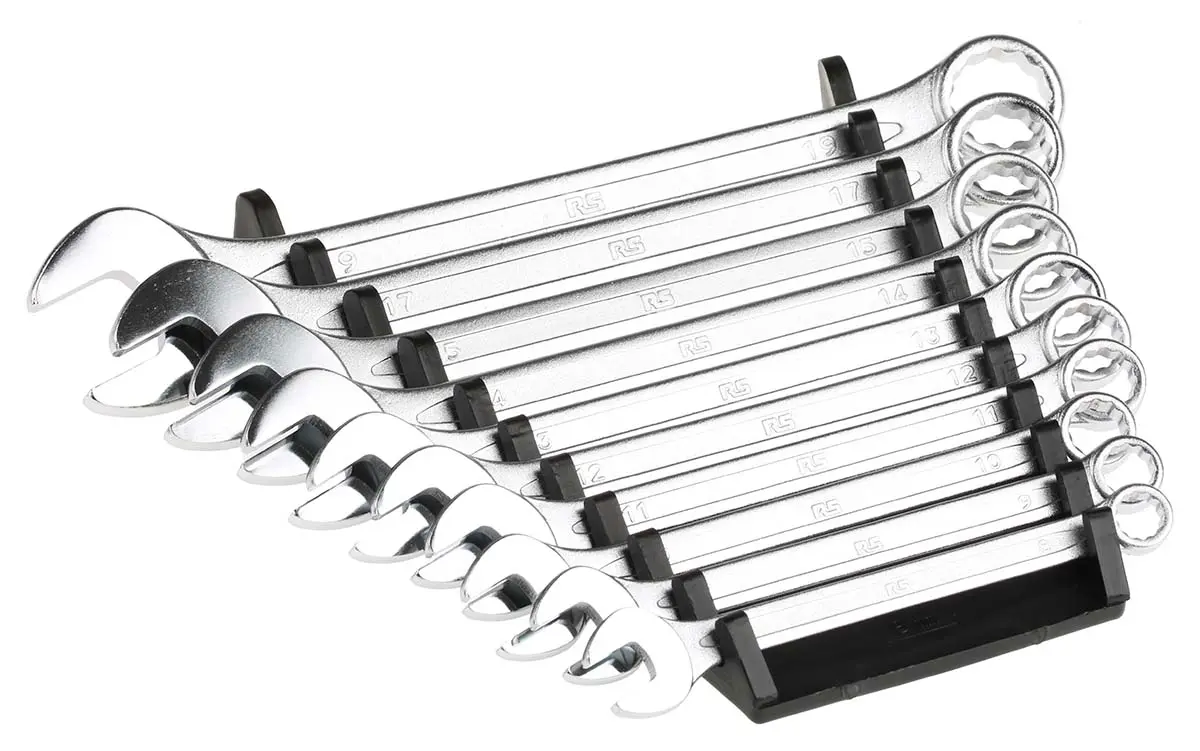 Produktfoto 1 von RS PRO Schraubenschlüsselsatz Ringschlüssel CrV-Stahl, 10-teilig 8 To 19 mm